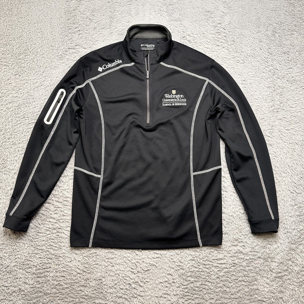 Columbia Golf Pullover Mens M Black Quarter Zip Washington University St Louis